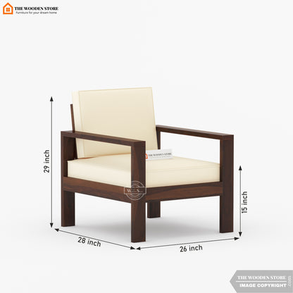 Romy 1 Seater Wooden Sofa (Walnut Finish)