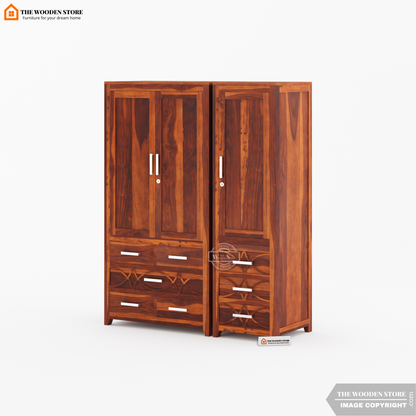 Samuel 3 Door Multi-Utility Wardrobe (Honey Finish)