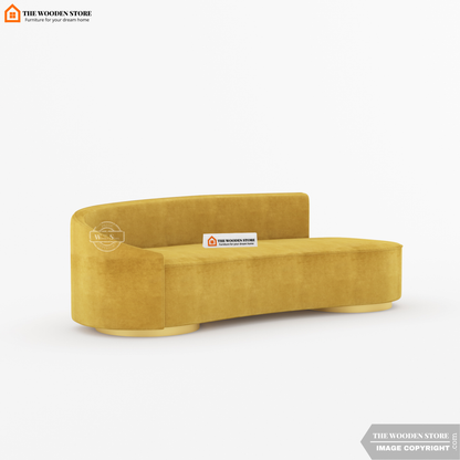 Dario 3 Seater Curved Fabric Sofa (Orange Gold)