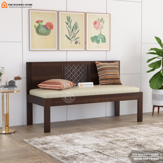 Daffy Bench With Back Rest (Walnut Finish)