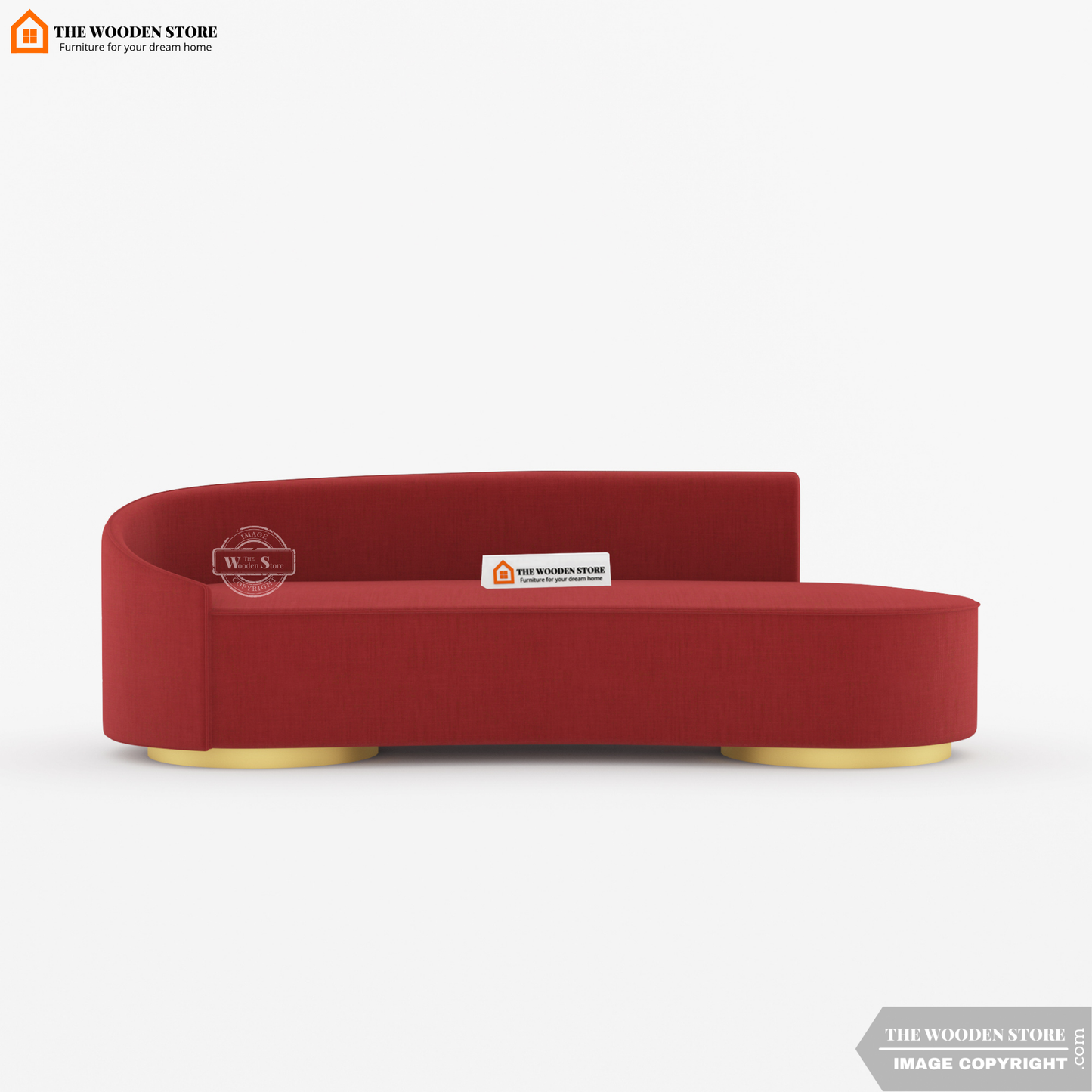 Dario 3 Seater Curved Fabric Sofa (Cherry Wood)