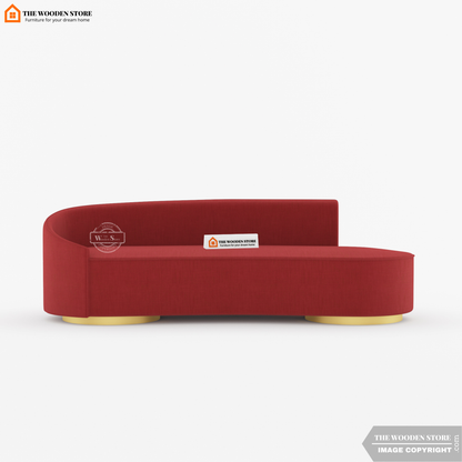 Dario 3 Seater Curved Fabric Sofa (Cherry Wood)