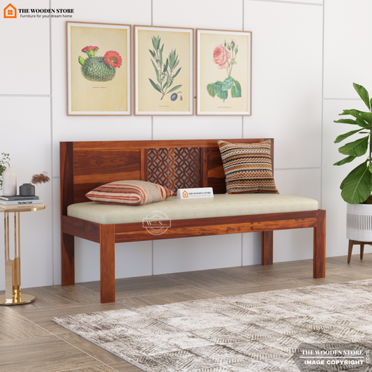 Daffy Bench With Back Rest (Honey Finish)