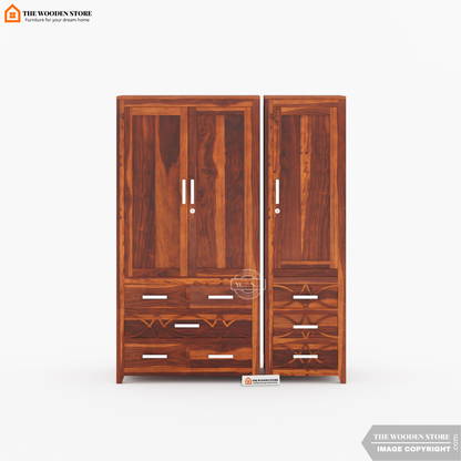 Samuel 3 Door Multi-Utility Wardrobe (Honey Finish)