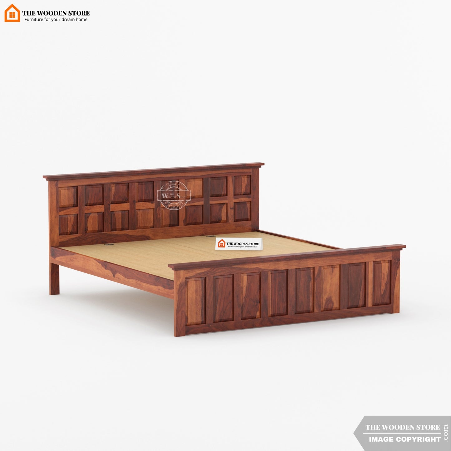 Paloma Bed without Storage (Queen Size, Honey Finish)
