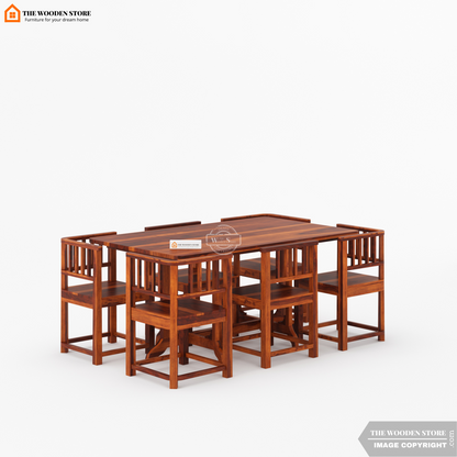 Carson 6 Seater Dining Table Set (Honey Finish)