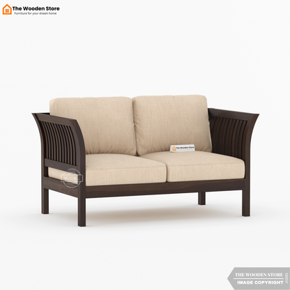Cristen 2 Seater Wooden Sofa (Walnut Finish)