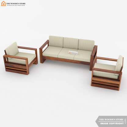 Victor 3+1+1 Wooden Sofa Set (Honey Finish)