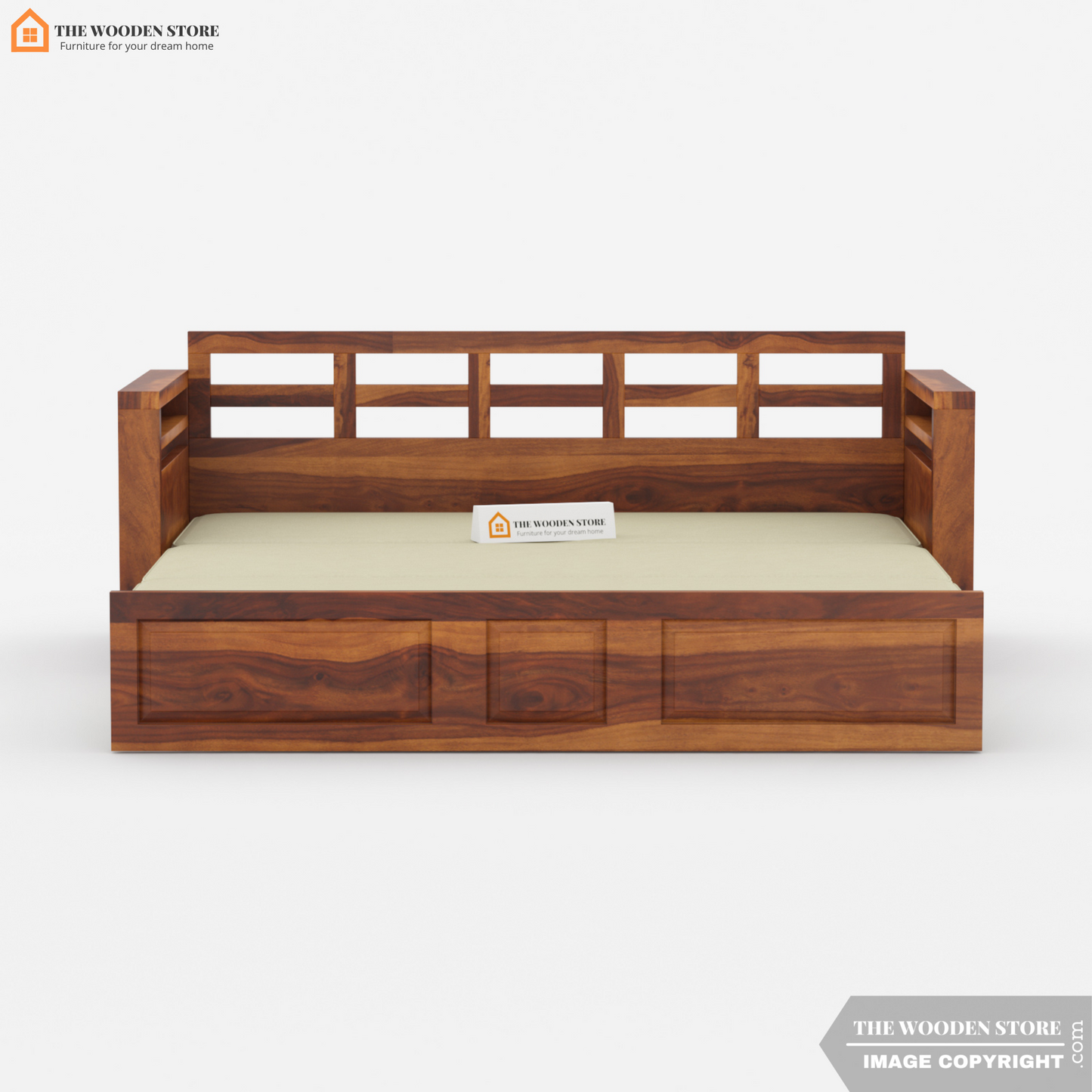 Casper Sofa Cum Bed (Queen Size, Honey Finish)