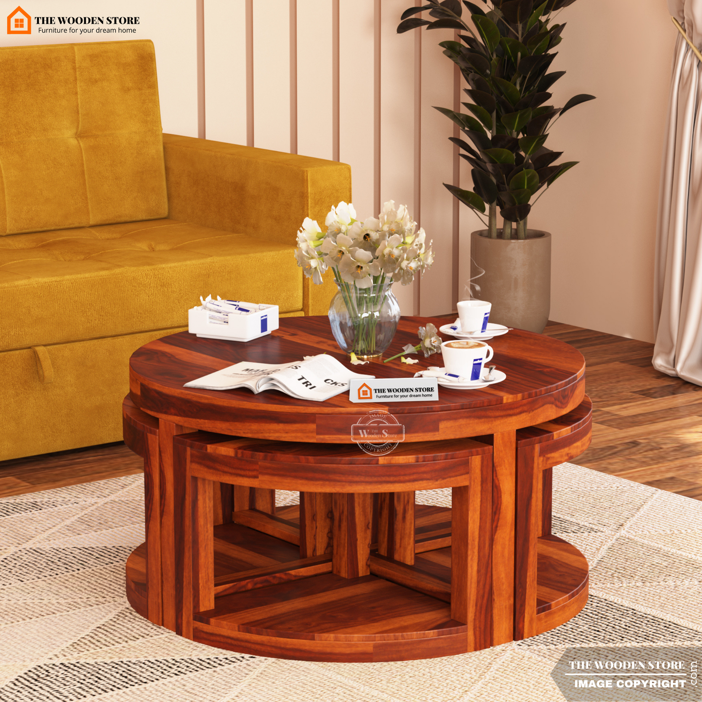 Rio Coffee Table Set (Honey Finish)