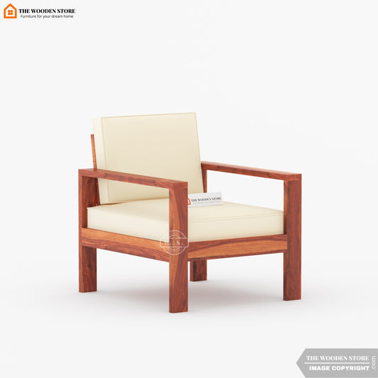 Romy 1 Seater Wooden Sofa (Honey Finish)