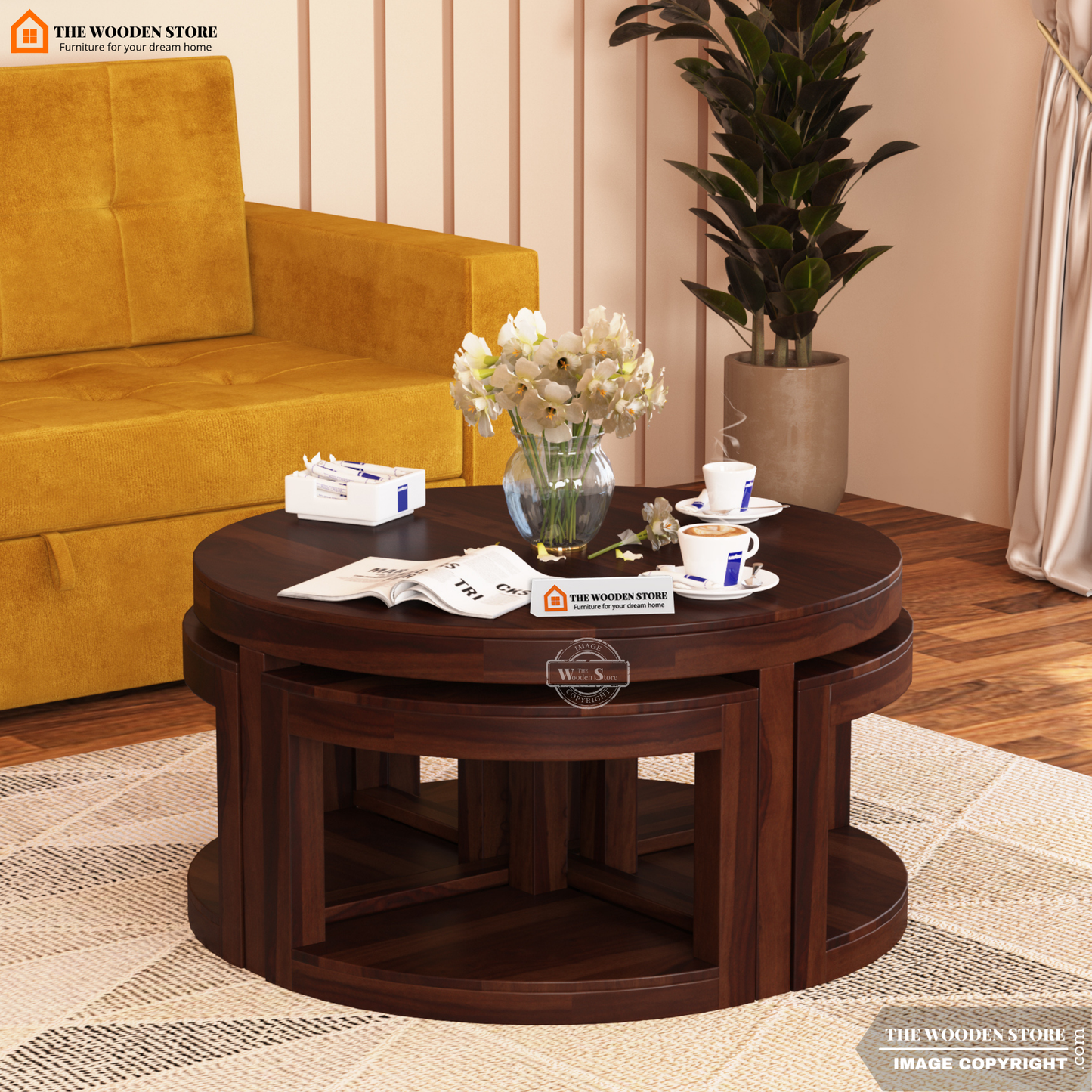 Rio Coffee Table Set (Walnut Finish)