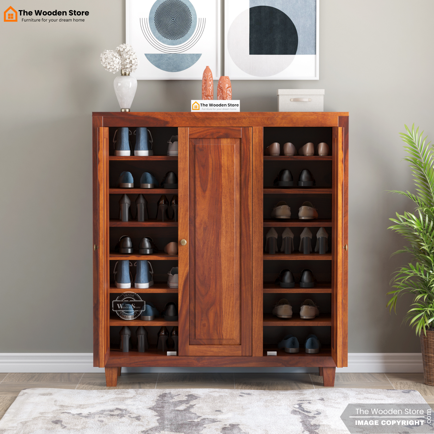 Elden Shoe Cabinet (Walnut Finish)
