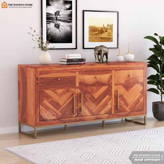 Kyron Cabinet and Sideboard (Honey Finish)