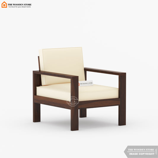 Romy 1 Seater Wooden Sofa (Walnut Finish)