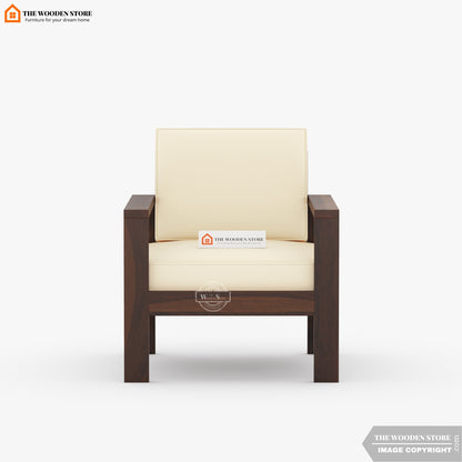 Romy 1 Seater Wooden Sofa (Walnut Finish)