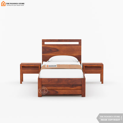 Brodey Single Bed With Storage ( Honey Finish )
