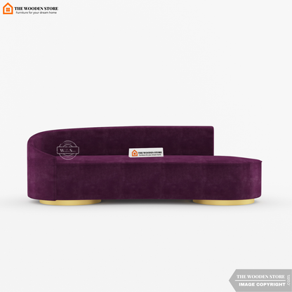 Dario 3 Seater Curved Fabric Sofa (Wine Berry)