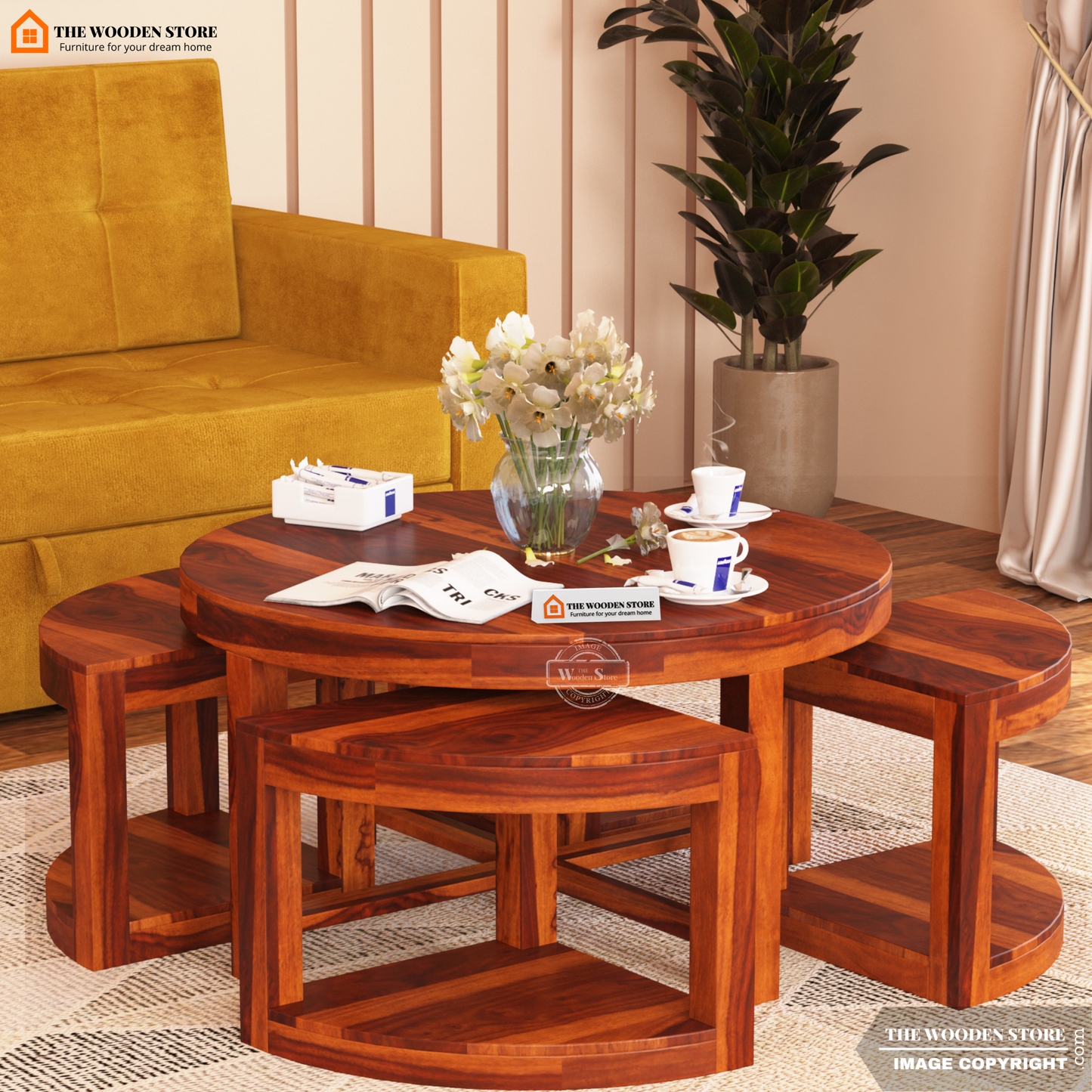Rio Coffee Table Set (Honey Finish)