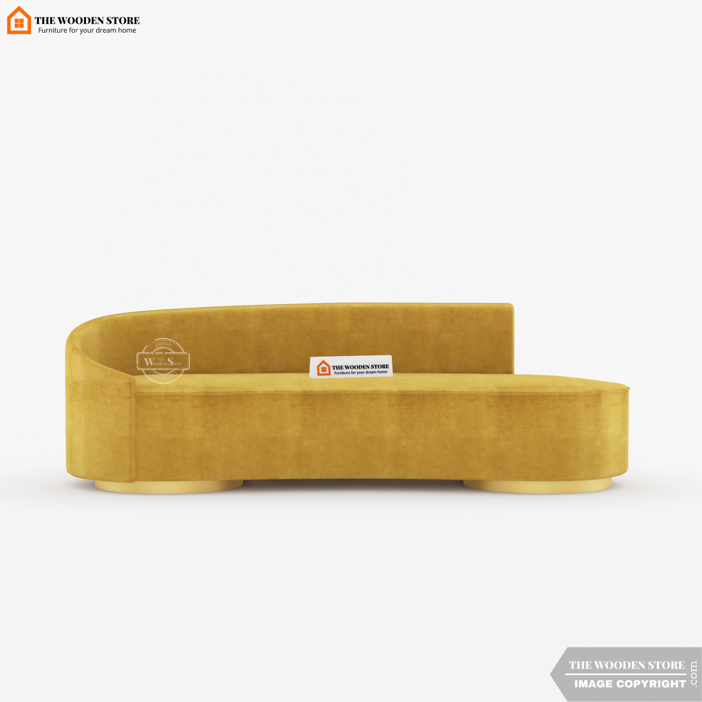 Dario 3 Seater Curved Fabric Sofa (Orange Gold)