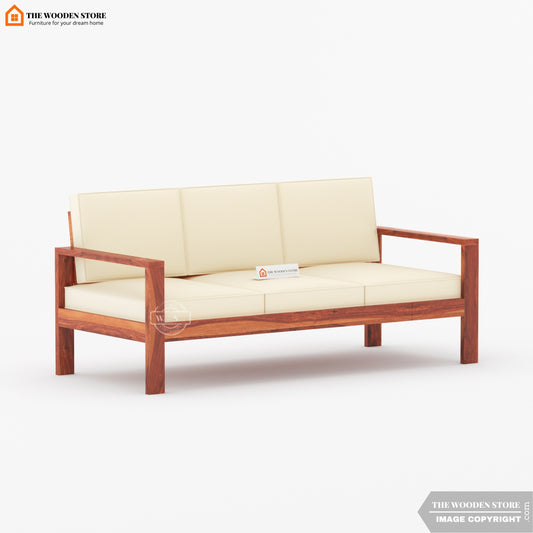Romy 3 Seater Wooden Sofa (Honey Finish)
