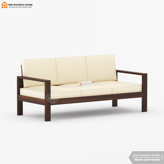 Romy 3 Seater Wooden Sofa (Walnut Finish)