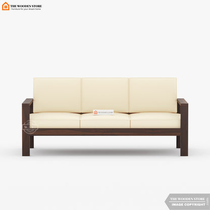 Romy 3 Seater Wooden Sofa (Walnut Finish)