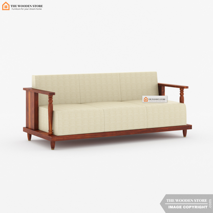 Gabriel 3 Seater Wooden Sofa (Honey Finish)