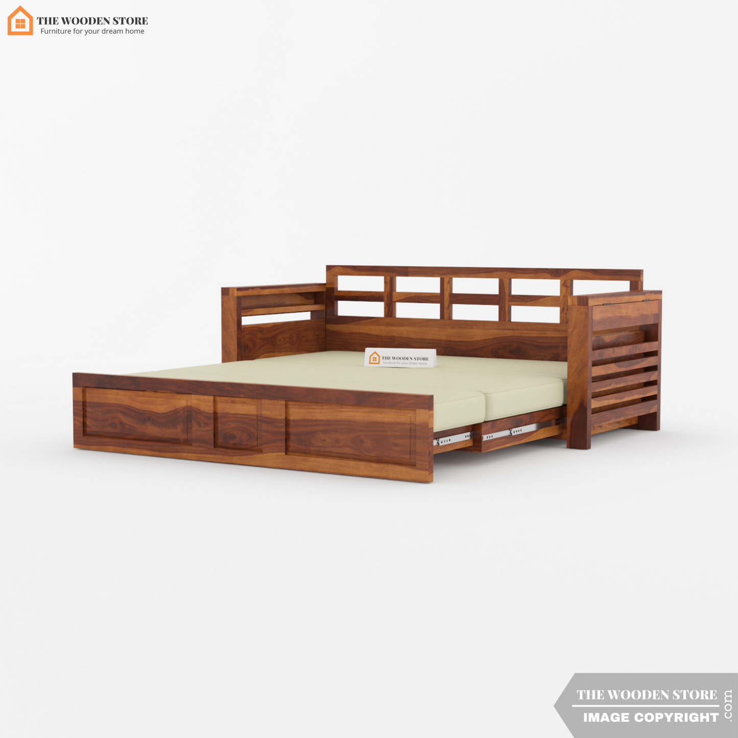 Casper Sofa Cum Bed (Queen Size, Honey Finish)