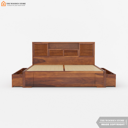 Franklin Bed with Drawer Storage (King Size, Honey Finish)