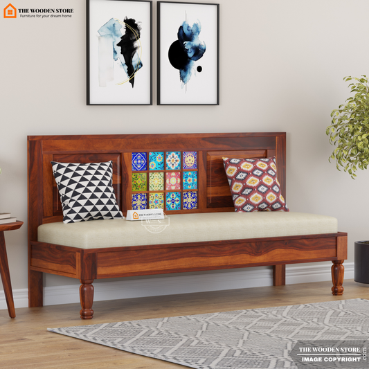 Bunny Bench With Back Rest (Honey Finish)