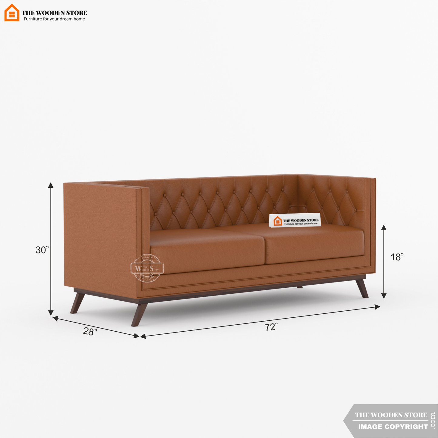 Cologne 3 Seater Fabric Sofa (Chestnut Brown)