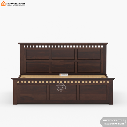 Donald Bed With Box Storage (King Size, Walnut Finish)