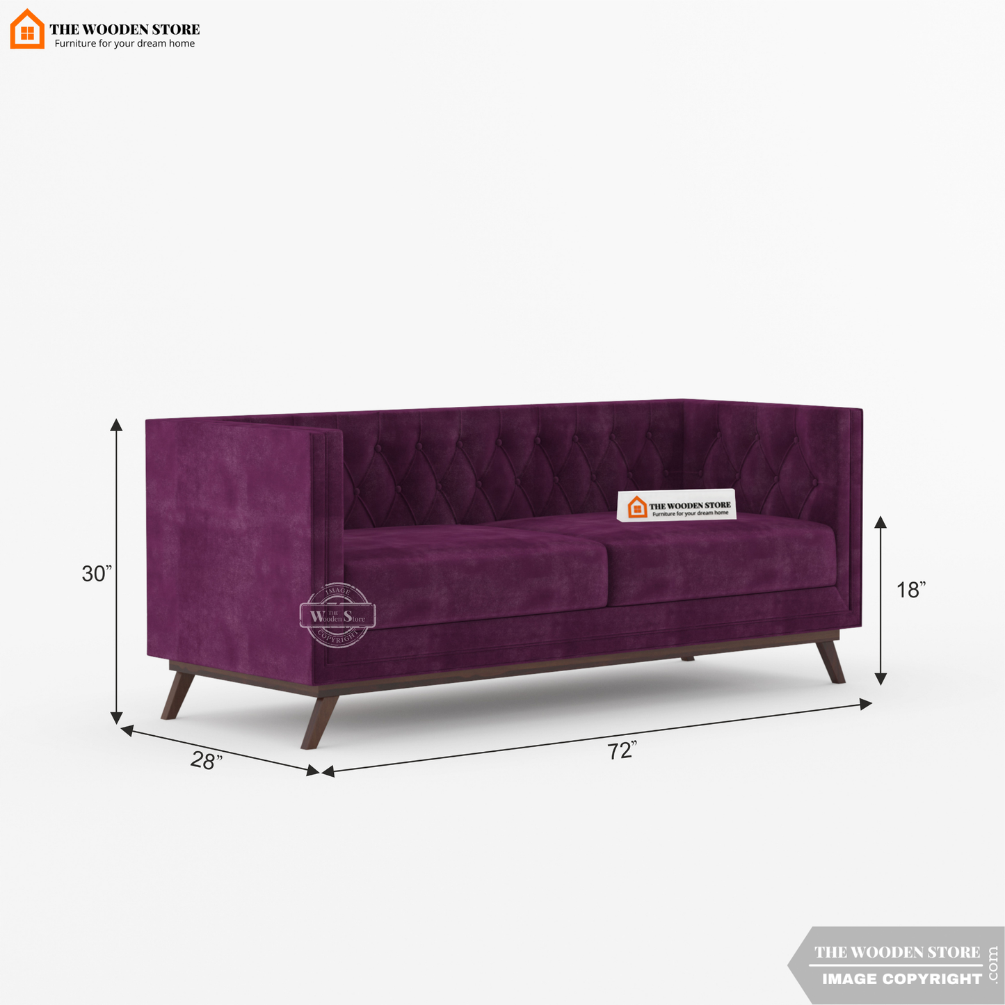 Cologne 3 Seater Fabric Sofa (Wine Berry)