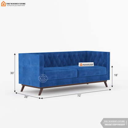 Cologne 3 Seater Fabric Sofa (Marine Blue)