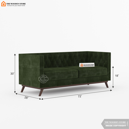 Cologne 3 Seater Fabric Sofa (Olive Green)