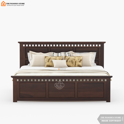 Donald Bed With Box Storage (King Size, Walnut Finish)
