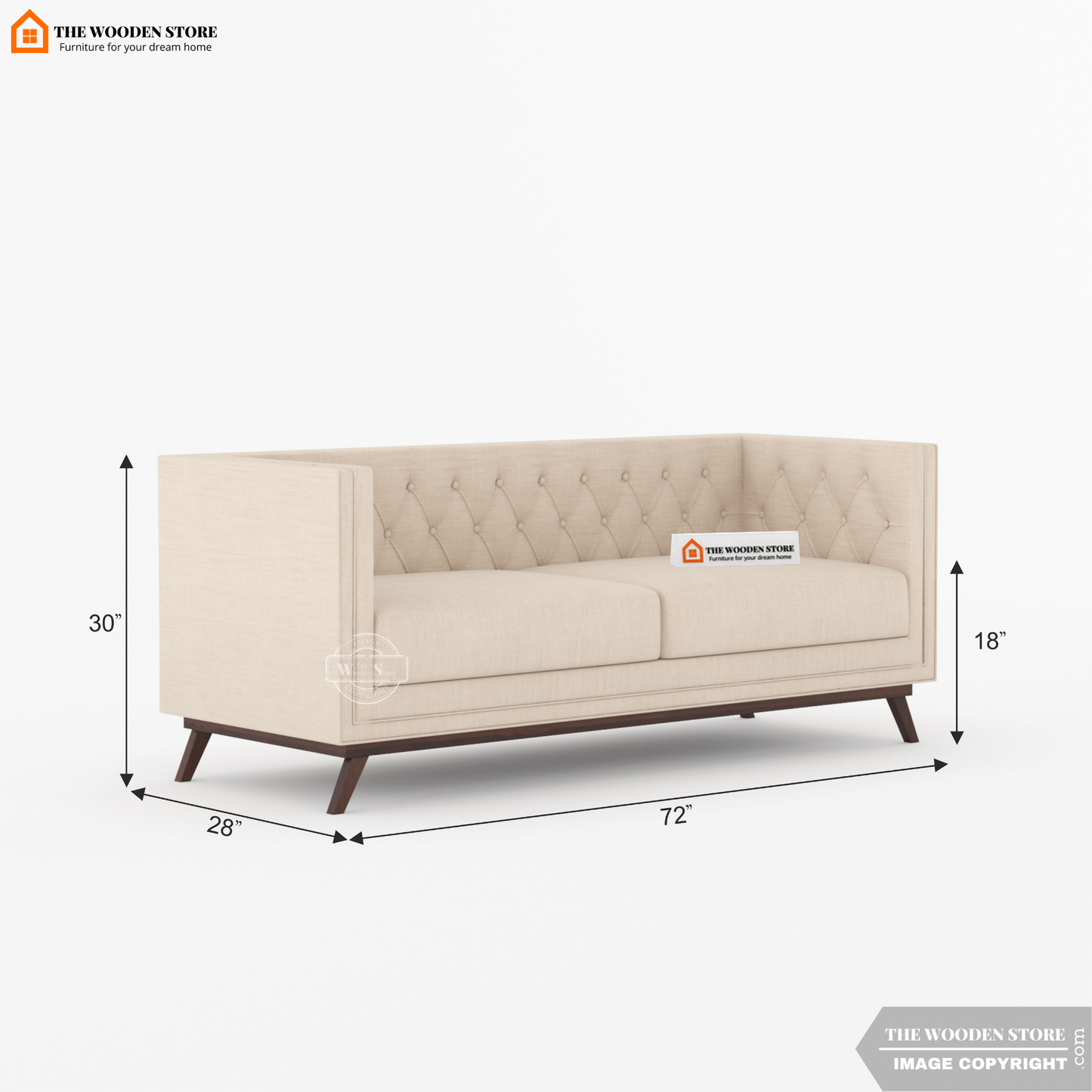 Cologne 3 Seater Fabric Sofa (Soft Vanilla)