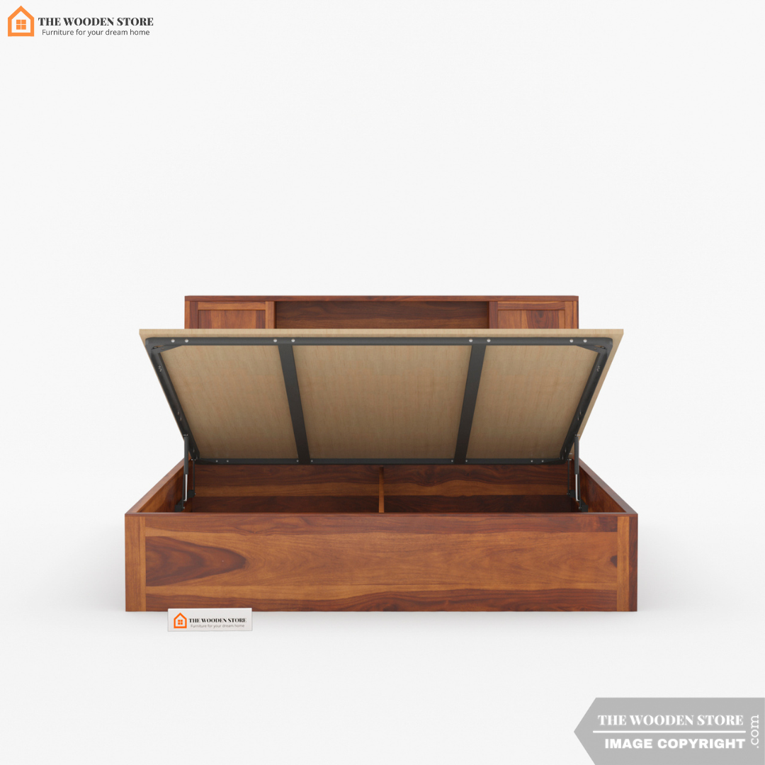 Bolton Hydraulic Bed with Bedside (King Size, Honey Finish)