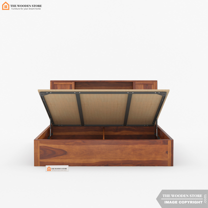 Bolton Hydraulic Bed with Bedside (King Size, Honey Finish)