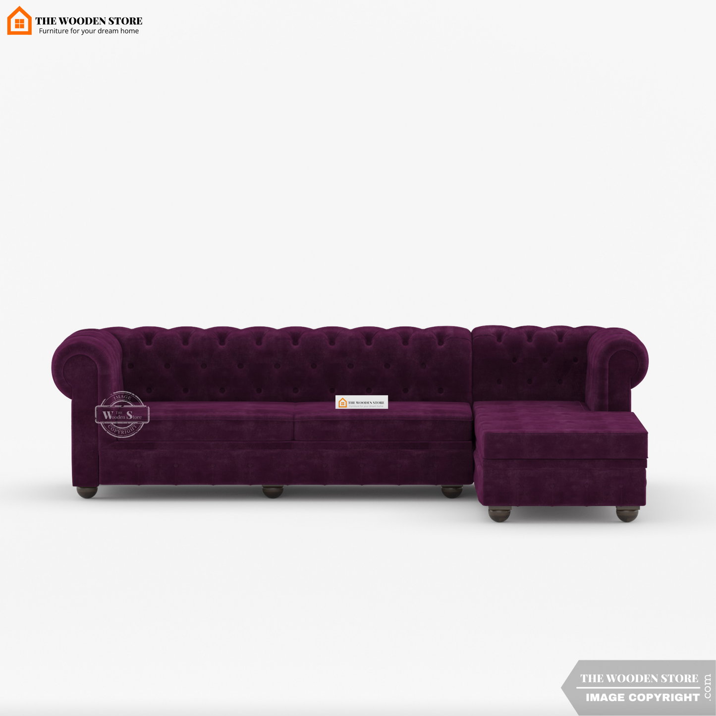 Ronin L - Shape Right Aligned Corner Sofa (Wine Berry)