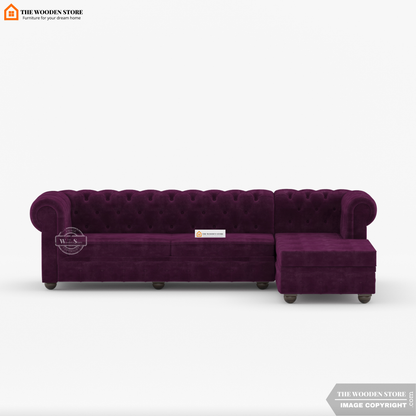 Ronin L - Shape Right Aligned Corner Sofa (Wine Berry)