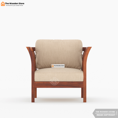 Cristen 3+1+1 Wooden Sofa Set (Honey Finish)