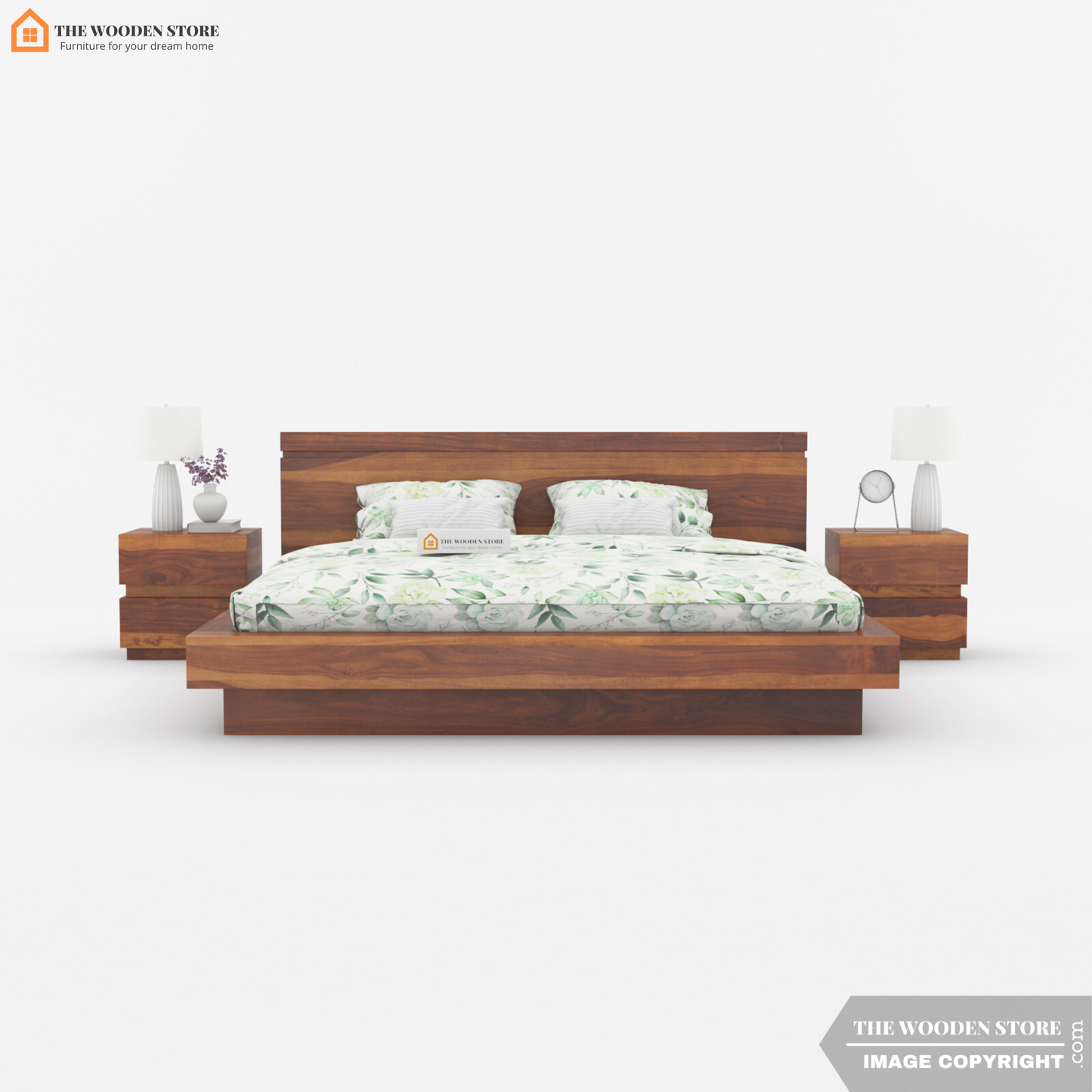 Fairy Platform Bed Without Storage (King Size, Honey Finish)