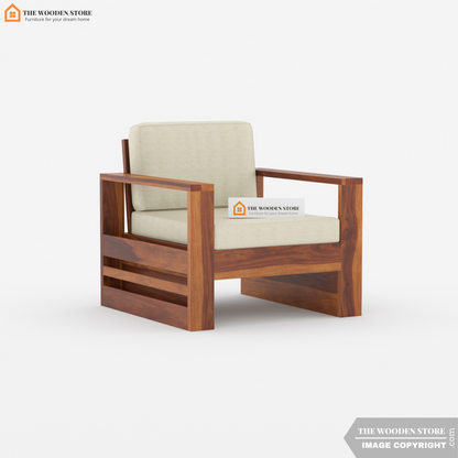 Victor 1 Seater Wooden Sofa (Honey Finish)