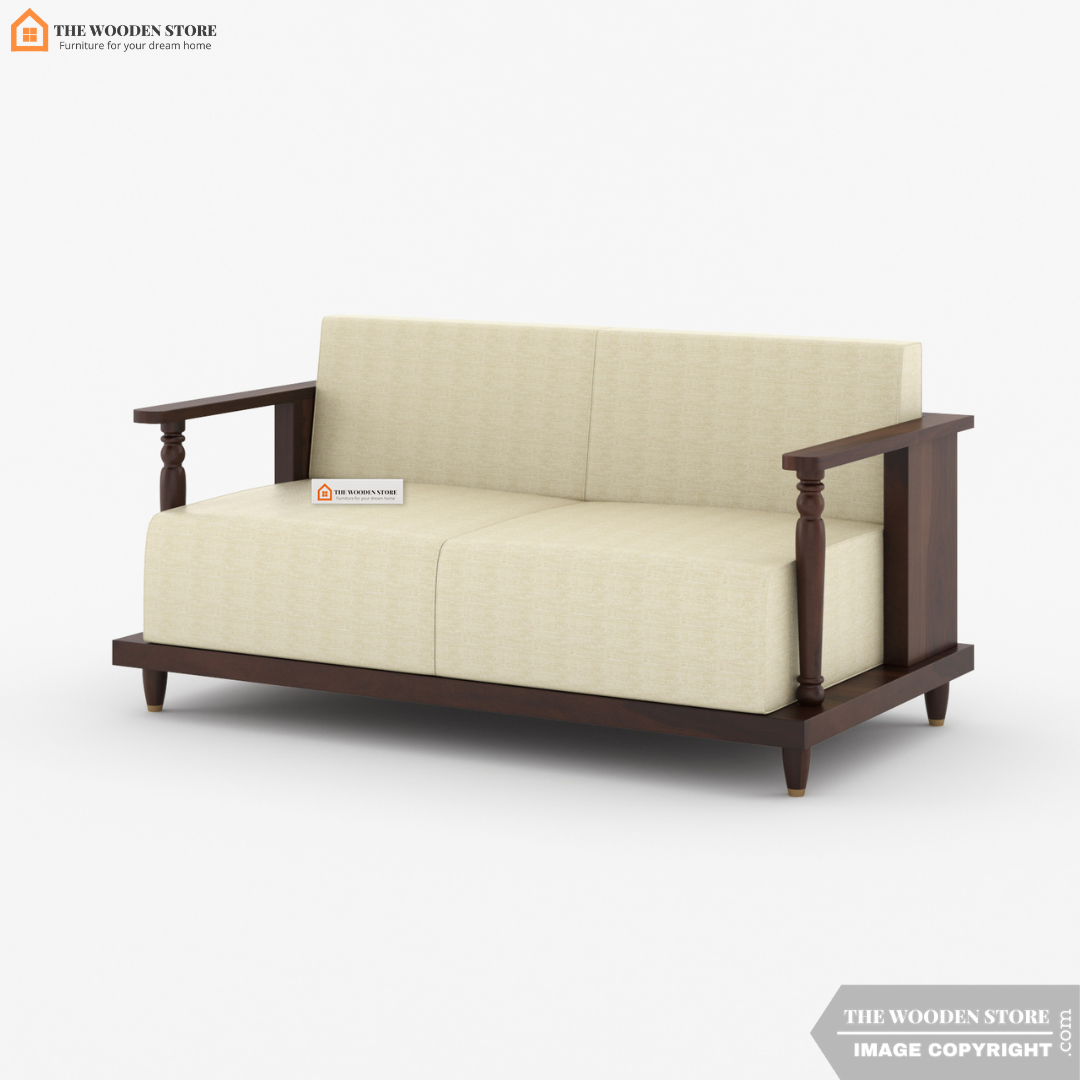 Gabriel 2 Seater Wooden Sofa (Walnut Finish)