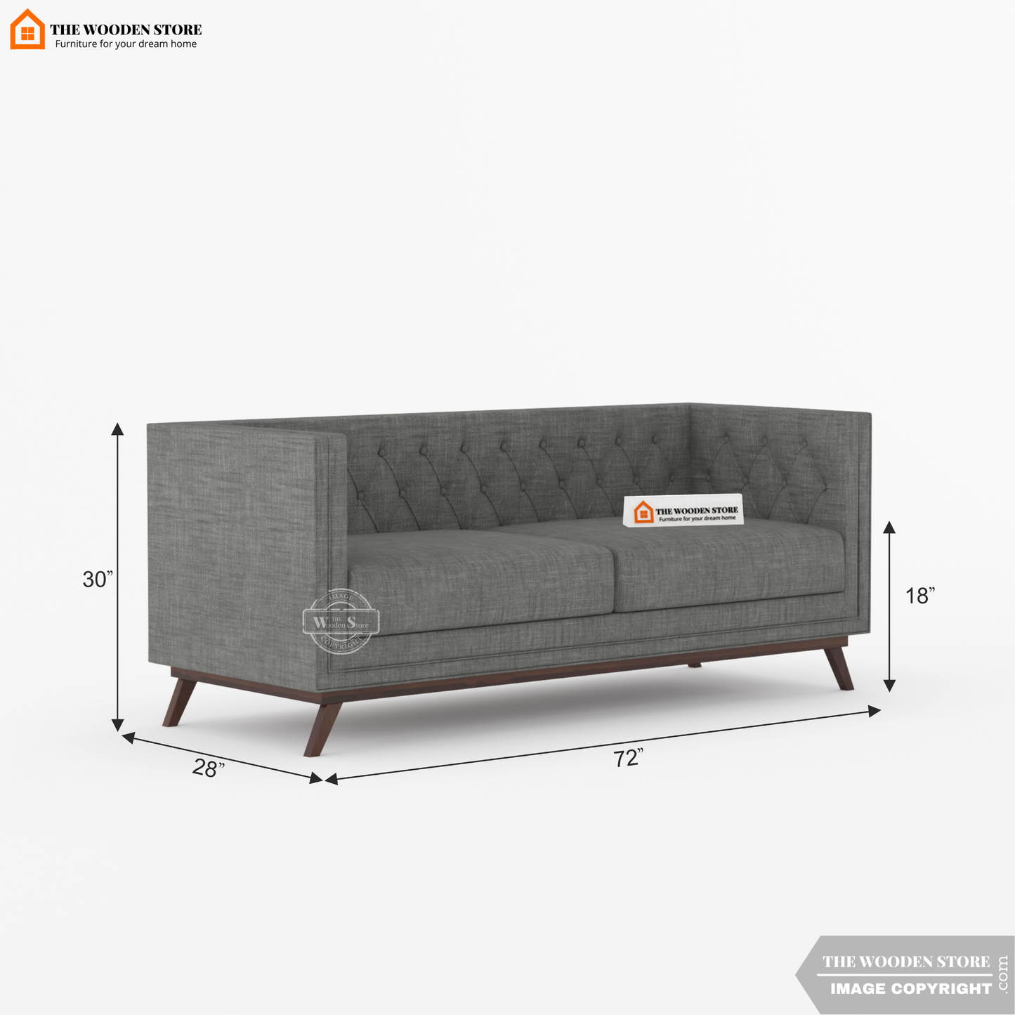 Cologne 3 Seater Fabric Sofa (Cloudy Grey)