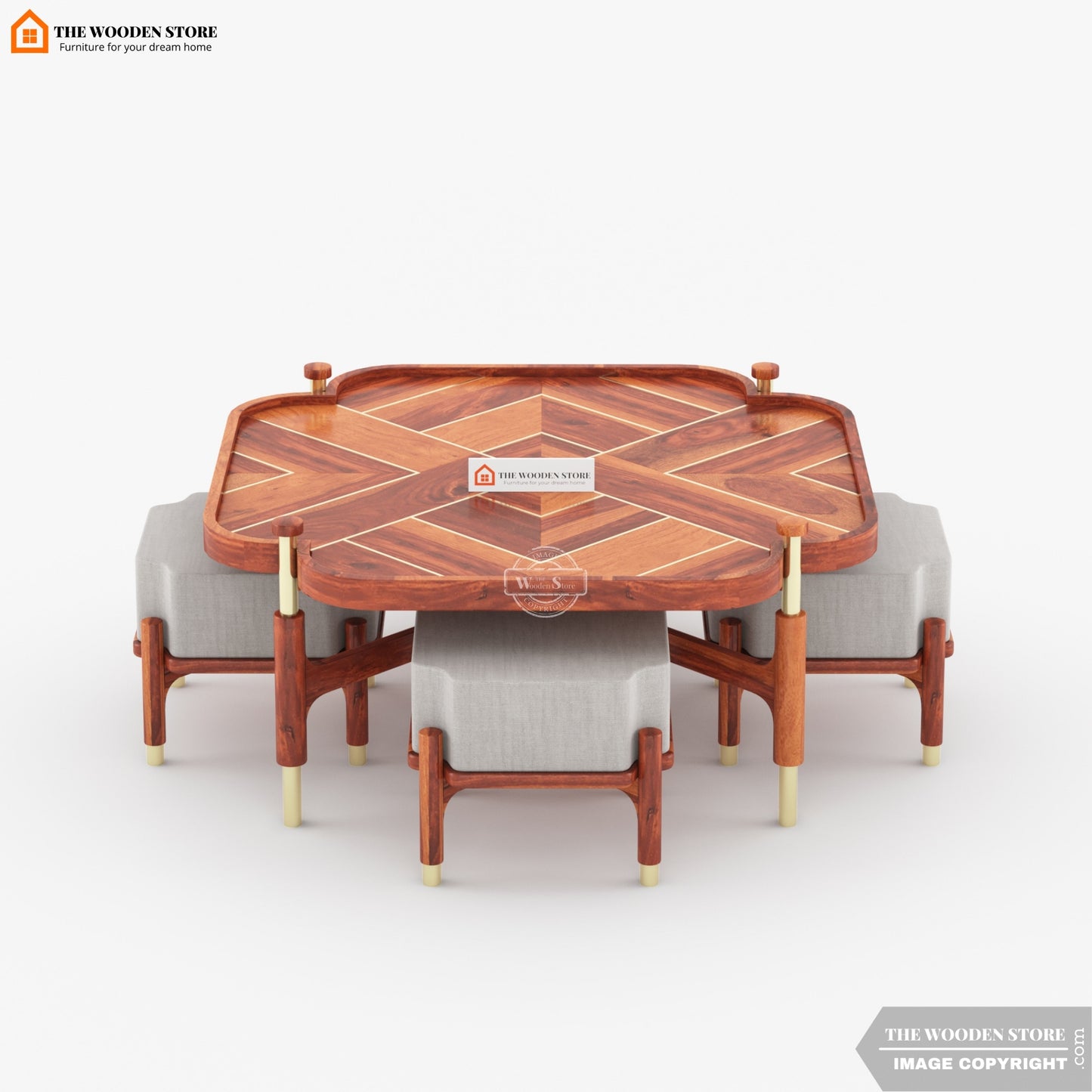 Juliette Coffee Table Set (Honey Finish)