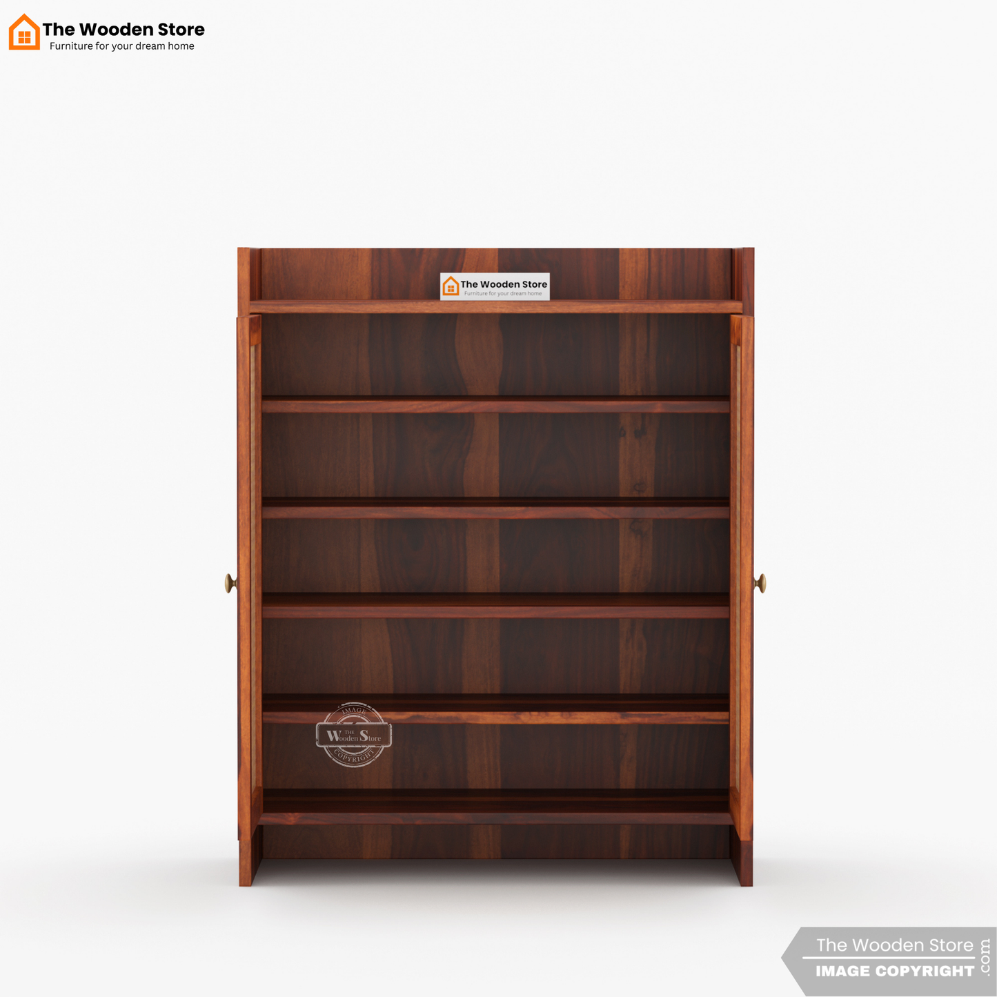 Baron Shoe Rack With Cane Detailing (Honey Finish)