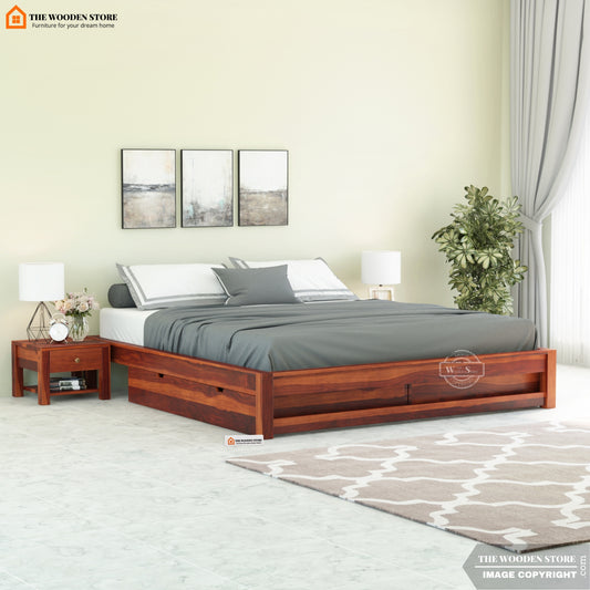 Stella Bed With Storage ( King Size, Honey Finish )